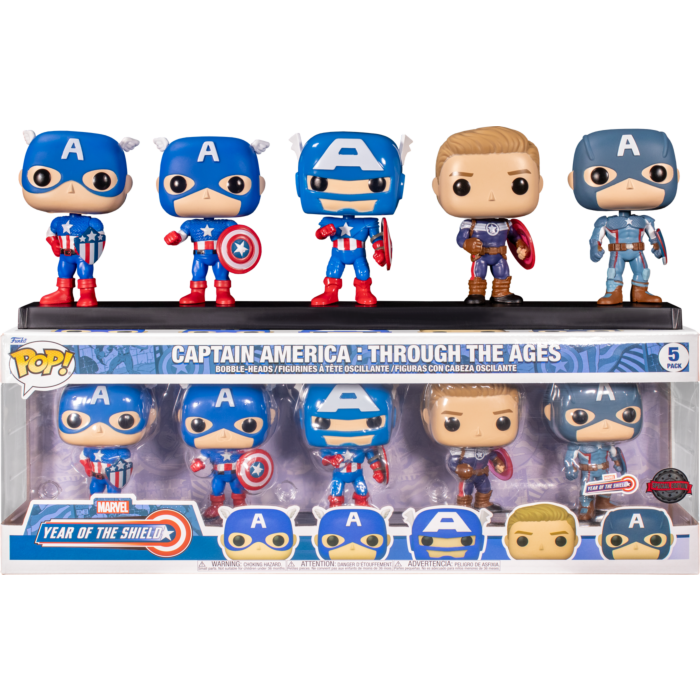 Funko Pop Marvel Captain America Through the Ages Amazon Exclusive 5-Pack boxed