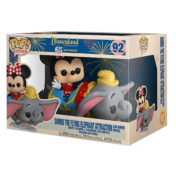 Funko Pop Disneyland Resort 65th Anniversary Dumbo the Flying Elephant Attraction and Minnie Mouse number 92 boxed