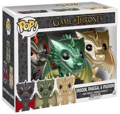 Funko Pop! Game of Thrones: Drogon, Rhaegal & Viserion (Metallic) 3-Pack (Minor Box Damage)