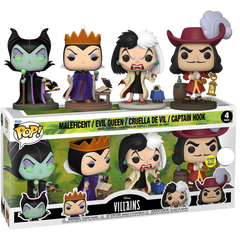 Funko Pop! Maleficent / Evil Queen / Cruella de Vil / Captain Hook (Glows) [4-pack]