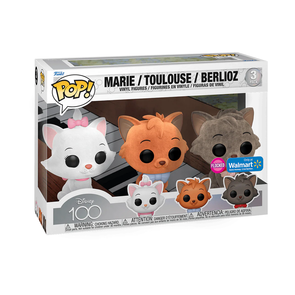 Funko Pop! The Aristocats: Marie / Toulouse / Berlioz (Flocked) [Walmart Exclusive] (3-Pack)