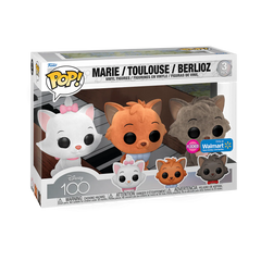 Funko Pop! The Aristocats: Marie / Toulouse / Berlioz (Flocked) [Walmart Exclusive] (3-Pack)