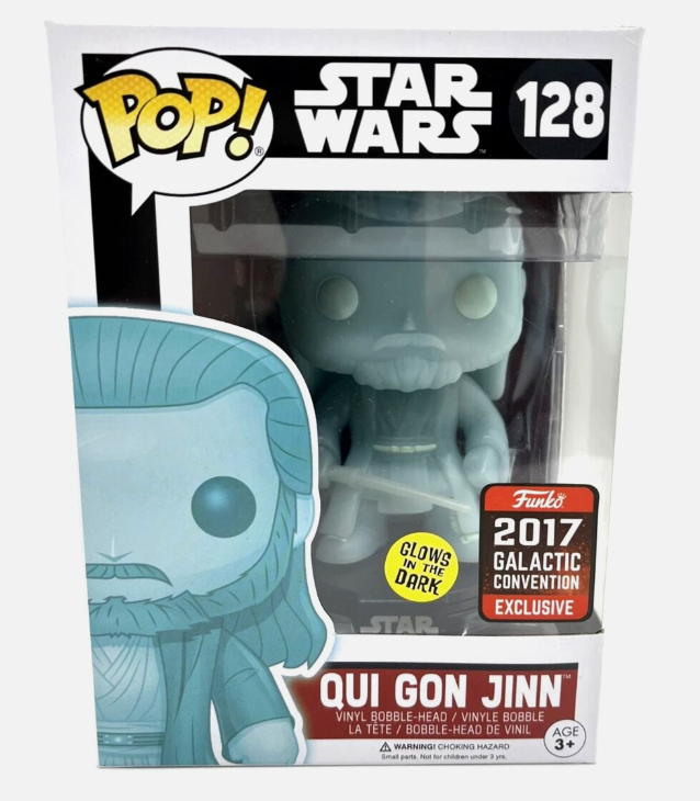 Funko POP Star Wars Holographic Qui Gon Jinn 128 Galactic Con 2017 GITD Glow