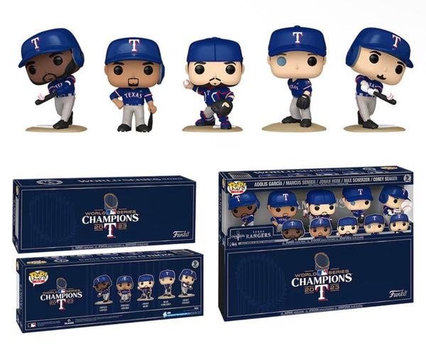 Funko Pop Texas Rangers 2023 World Series Champions Fanatics Exclusive five-pack boxed set