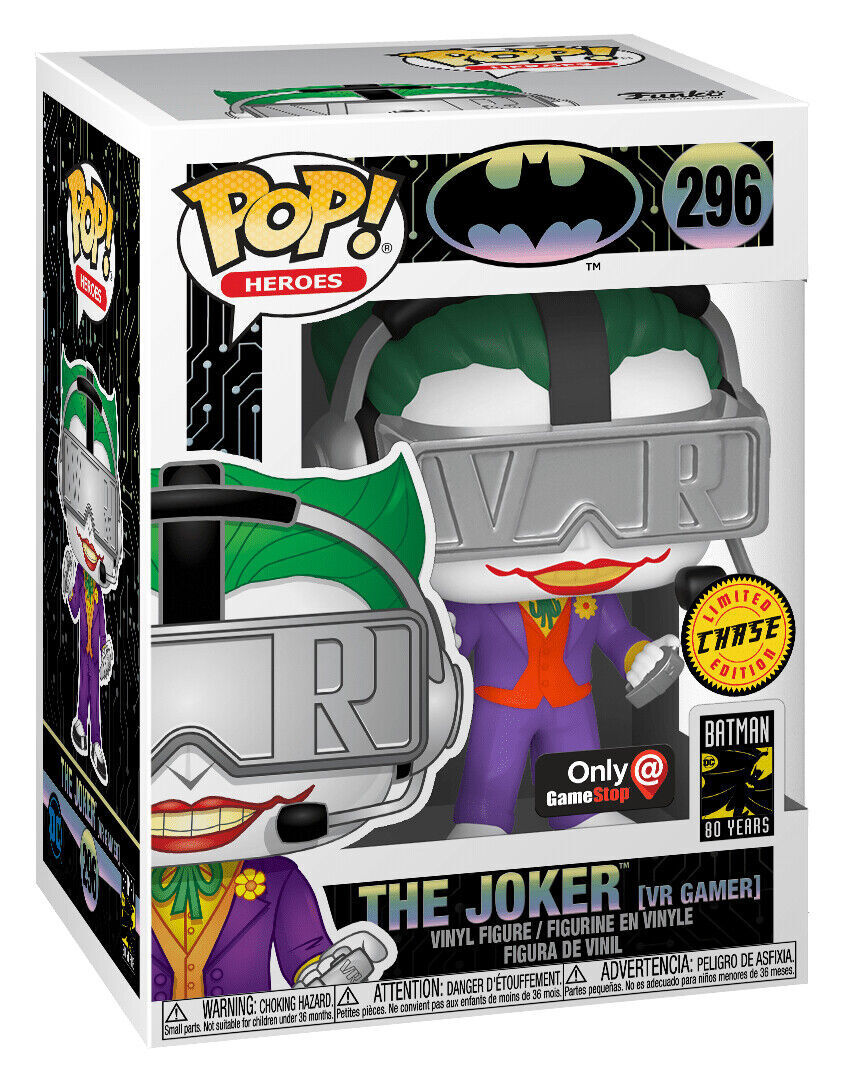 Funko Pop! Batman The Joker VR Gamer Chase GameStop Exclusive #296 in retail box