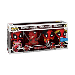 Funko Pop Deadpool in Cake Dinopool Flamenco Deadpool Roman Senator Deadpool four pack in box
