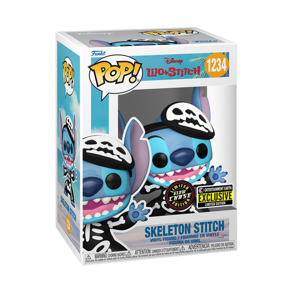 Funko Pop Lilo and Stitch Skeleton Stitch Glow Chase Entertainment Earth Exclusive 1234 boxed