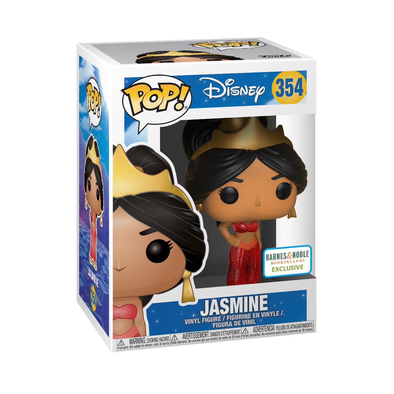 Funko Pop! Disney Aladdin: Jasmine (Red Dress) (Glitter) (Barnes & Noble Exclusive) #354 in retail box