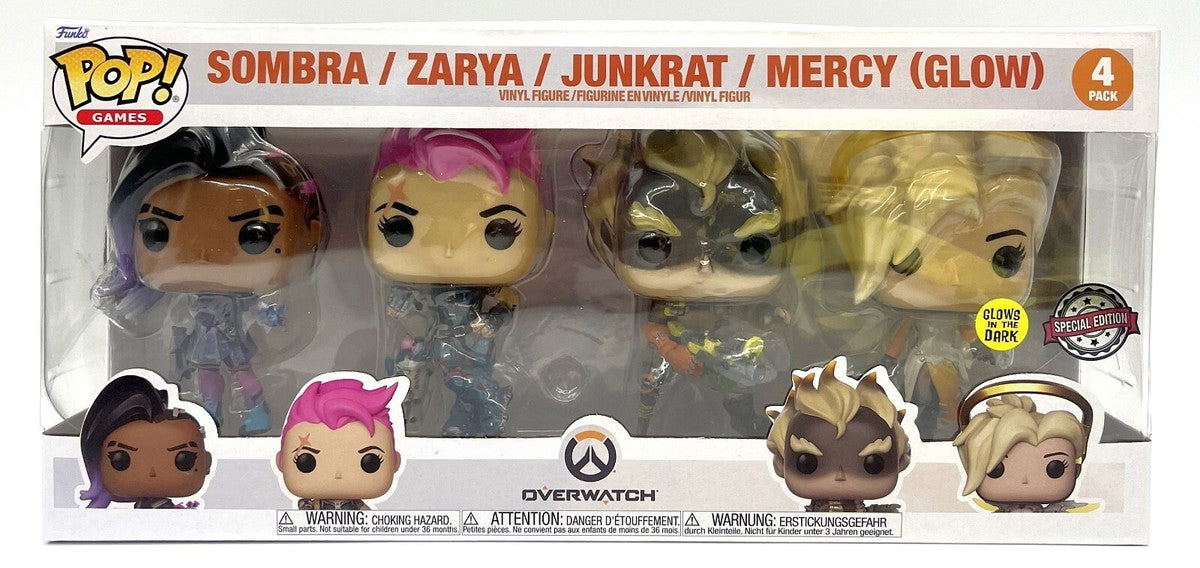 Funko Pop! Sombra / Zarya / Junkrat / Mercy (Glows) [4-Pack]