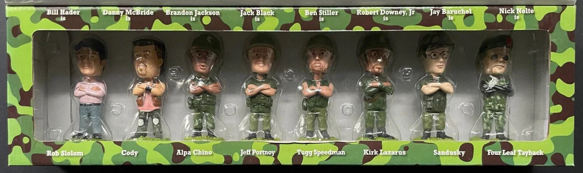 2008 Tropic Thunder Promotional Set of Eight 4" Bobbleheads Dreamworks Studios