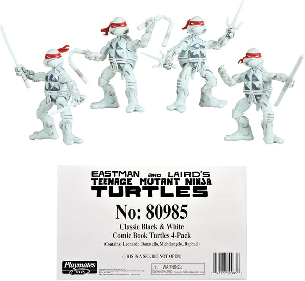 Playmates Toys: Eastman and Laird's Teenage Mutant Ninja Turtles - Classic Black & White Comic Book Turtles 4-Pack (Leonardo, Donatello, Michelangelo,Raphael) [sealed]
